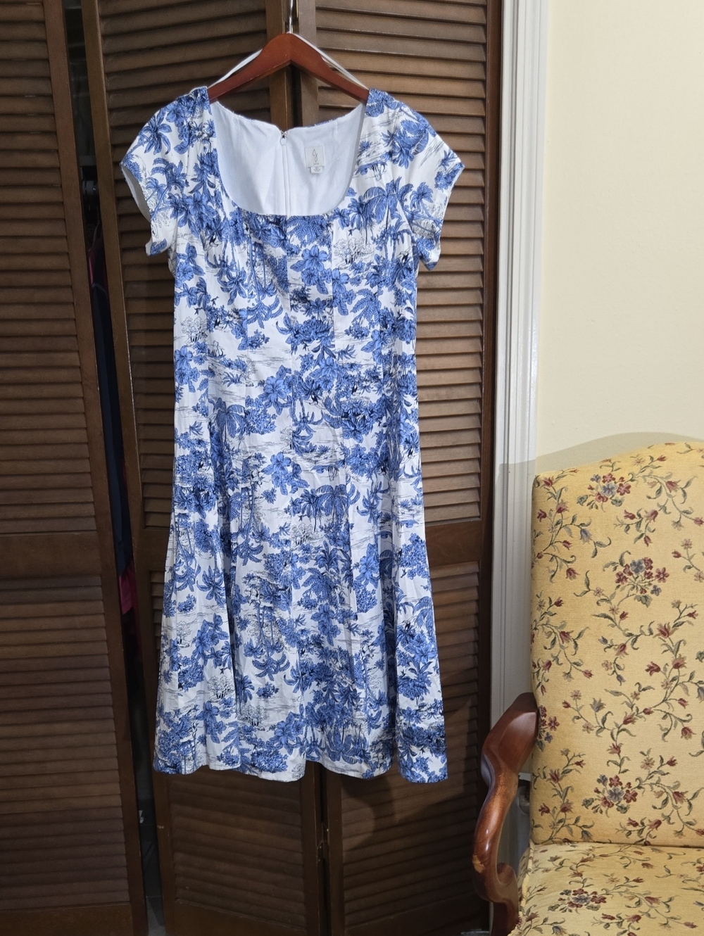 Joie White /Blue Cotton DRESS FIT AND FLARE NWOT